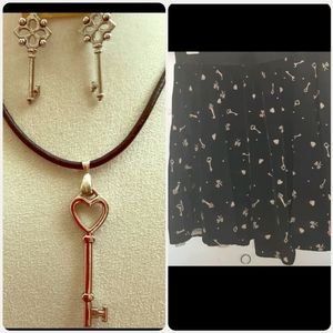 ☆SALE 5 for $25☆  Skirt with keys & matching earnings & necklace